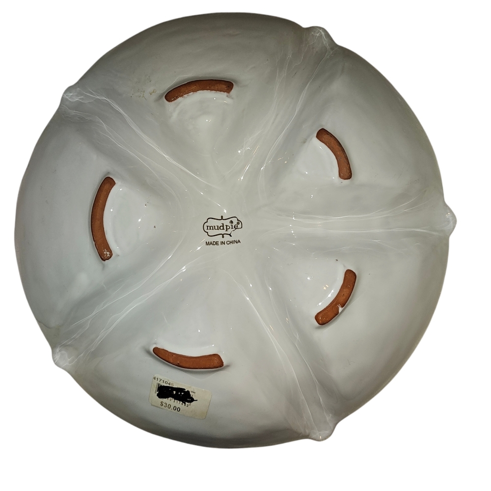 Mud Pie Starfish Collection Divided Dish White Glaze 5 Sections Vegetable Tray - Picture 2 of 4